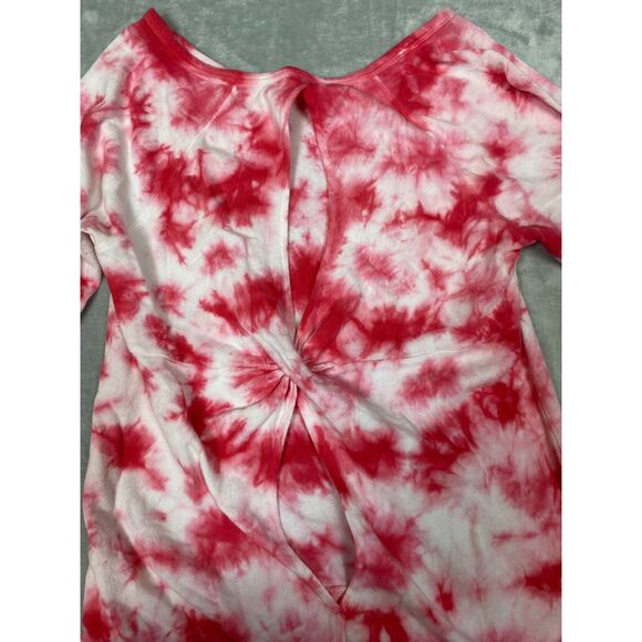 IVAY Women's Tie Dye Long Sleeve Top Pink White Cut Out Twisted Back Size M - Picture 4 of 6